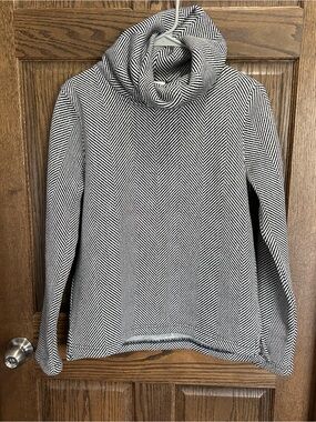 J. Crew Black & White Chevron Cowl Neck Sweater